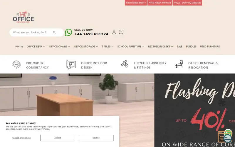 Screenshot of OFFICE FURNITURE CLEARANCE