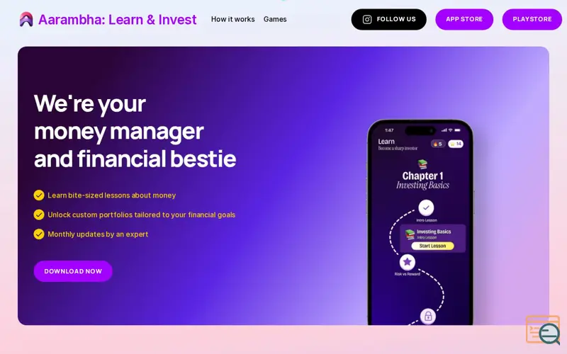 Screenshot of Aarambha: Learn & Invest