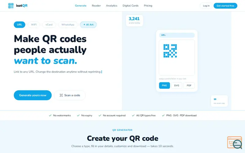 Screenshot of ieatQR
