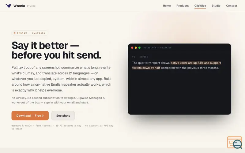Screenshot of ClipWise