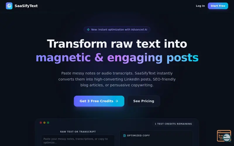 Screenshot of SaaSifyText