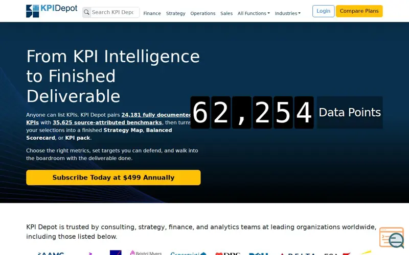 Screenshot of KPI Depot, a launch using Odometer.js