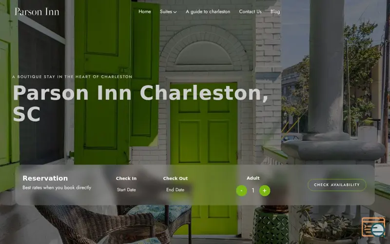 Screenshot of Parson Inn | Charleston, SC, a launch using Easy Hotel
