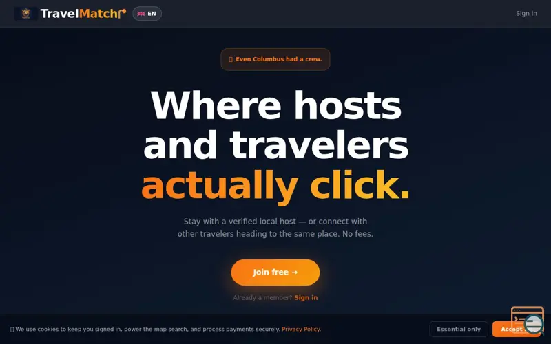 Screenshot of TravelMatchr
