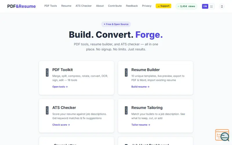 Screenshot of PDF&Resume