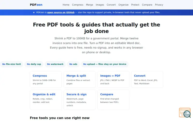 Screenshot of PDFzen