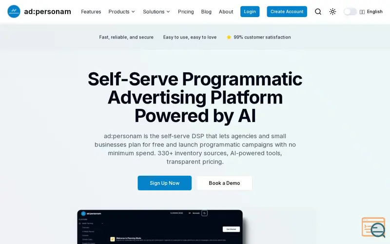 Screenshot of ad:personam Self Serve DSP
