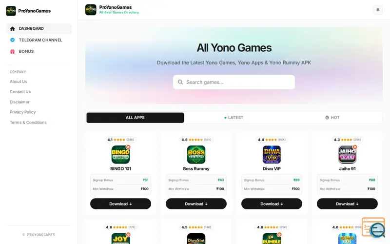 Screenshot of PRO YONO GAMES