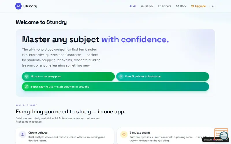 Screenshot of Stundry — Master any subject