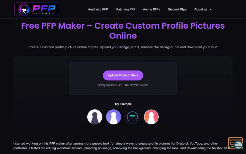 Screenshot of PFP Maker