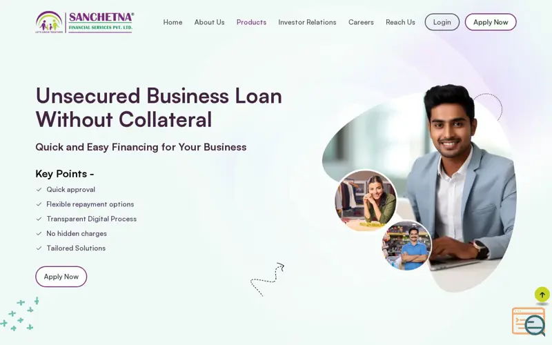 Screenshot of Fast & Quick Unsecured Business Loan 