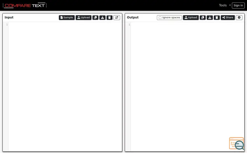 Screenshot of comparetext.org, a launch using CodeMirror
