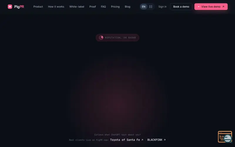 Screenshot of PigPR — Reputation, on radar.