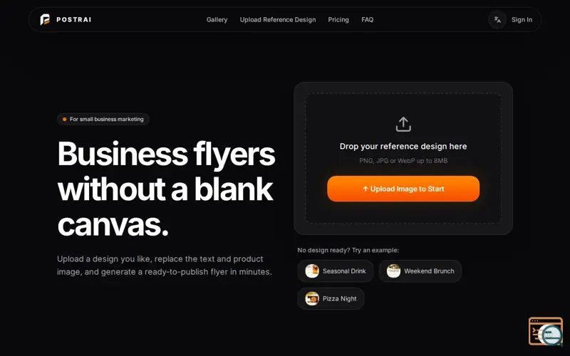 Screenshot of Postrai - AI Flyer Generator for Small Business