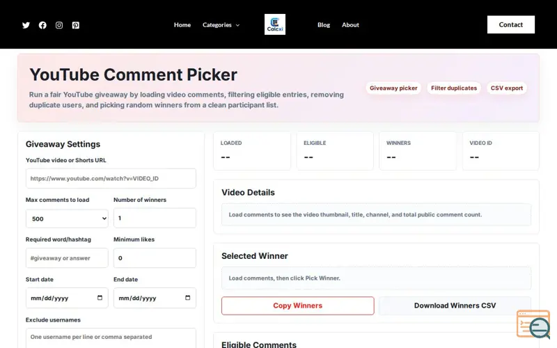 Screenshot of YouTube Comment Picker