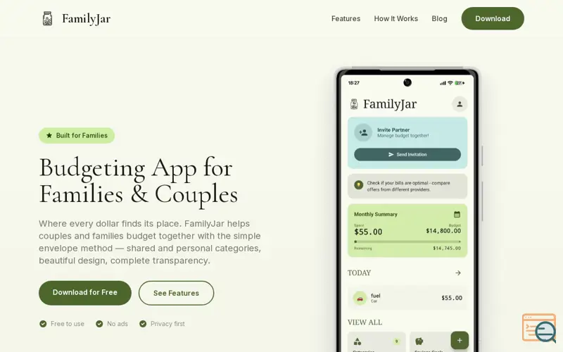 Screenshot of FamilyJar