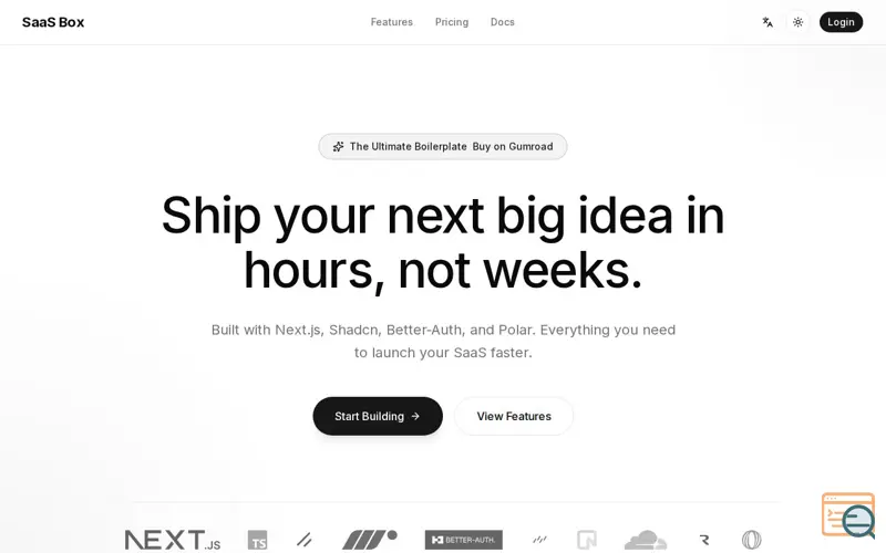 Screenshot of Saas-Box : NextJS Boilerplate
