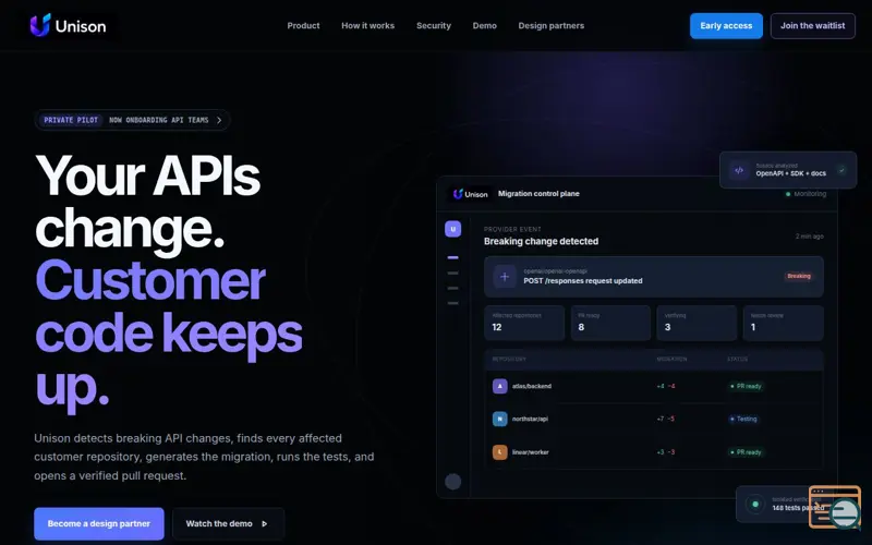 Screenshot of Unison — Self-maintaining API integrations