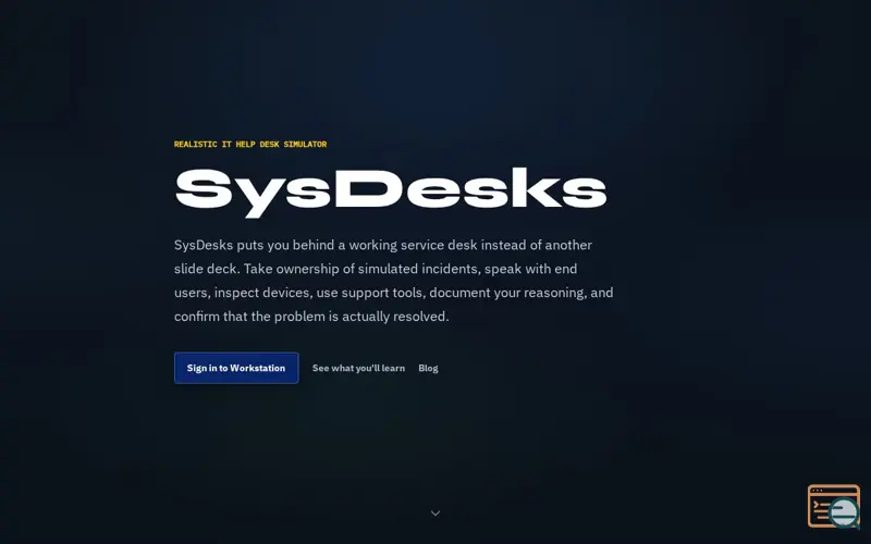 Screenshot of SysDesks — IT Help Desk Simulator