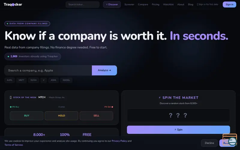 Screenshot of Traqcker