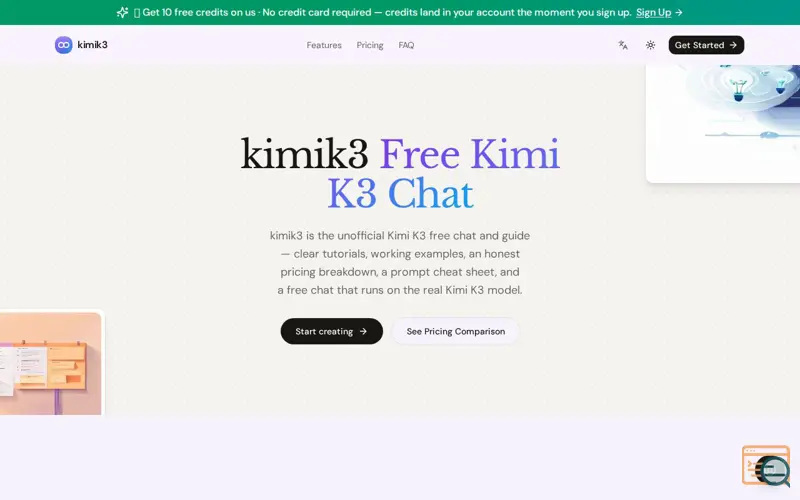 Screenshot of Kimik3, a launch using Kie.ai