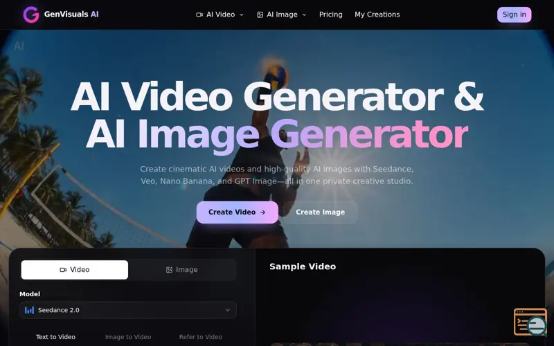 Screenshot of AI Video Generator & AI Image Generator | GenVisuals AI