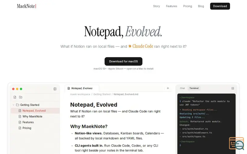 Screenshot of MaekNote — Notepad, Evolved.