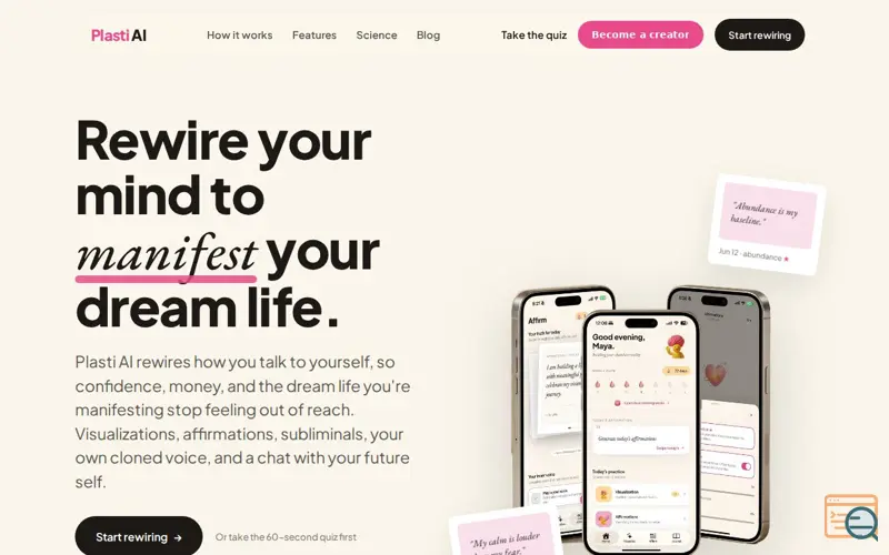Screenshot of Manifest your future into reality
