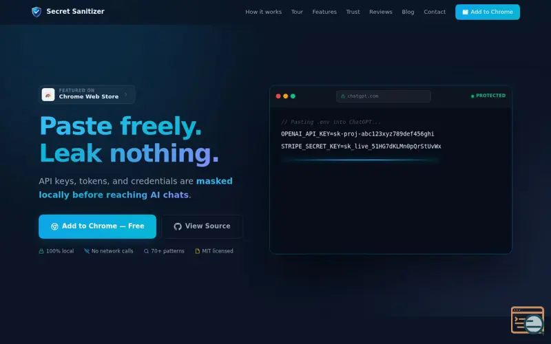 Screenshot of Secret Sanitizer