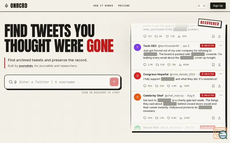 Screenshot of Onrcrd