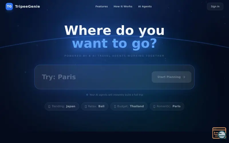 Screenshot of Tripee Genie