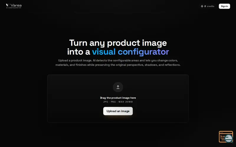 Screenshot of varea | from image to configurator