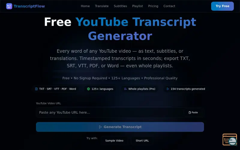 Screenshot of TranscriptFlow