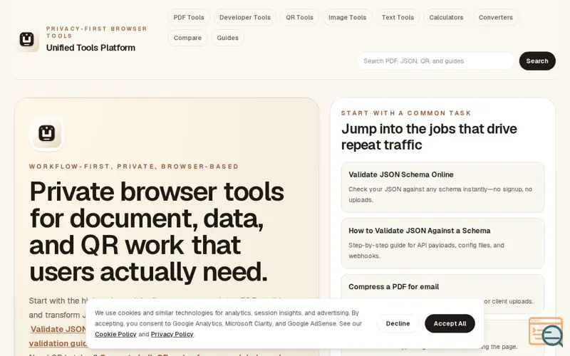 Screenshot of Unified Tools Platform, a launch using Buttondown