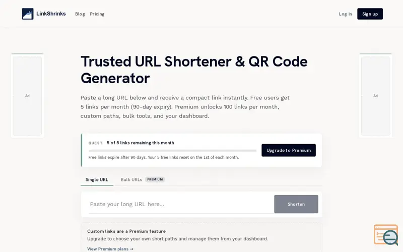 Screenshot of Shorten URLs instantly