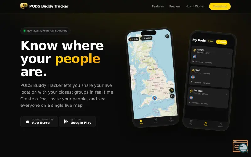 Screenshot of PODS Buddy Tracker 