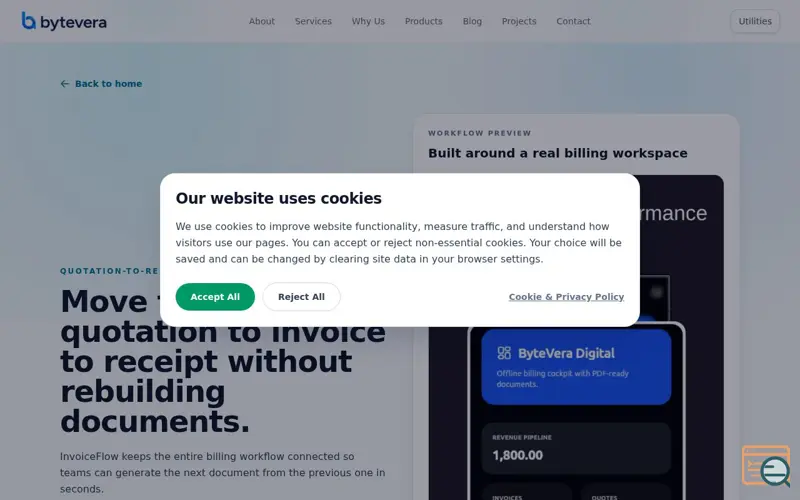Screenshot of InvoiceFlow: Quotes & Invoices