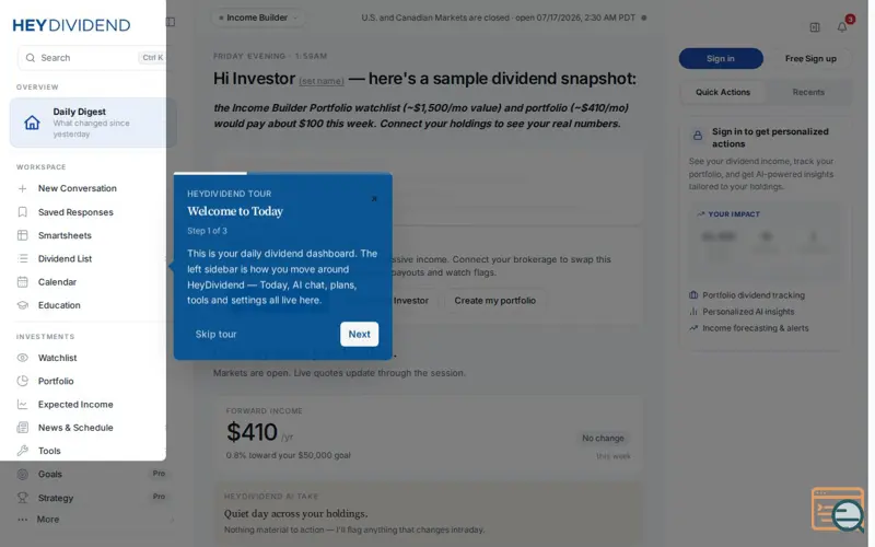 Screenshot of HeyDividend, a launch using Replit