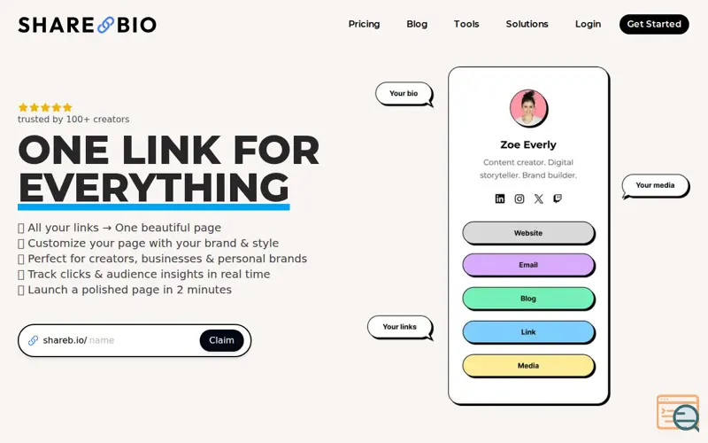Screenshot of ShareB.io