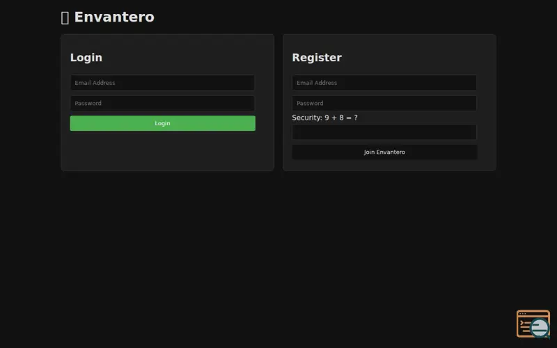 Screenshot of Envantero: Where is my stuff?