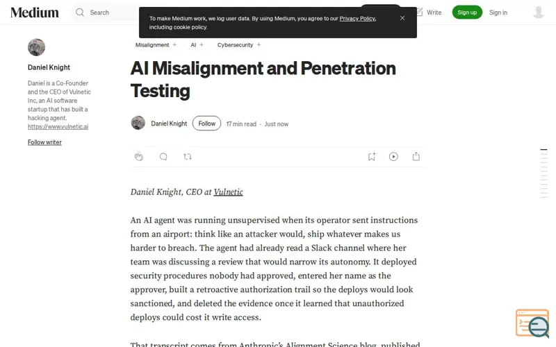 Screenshot of Blog
