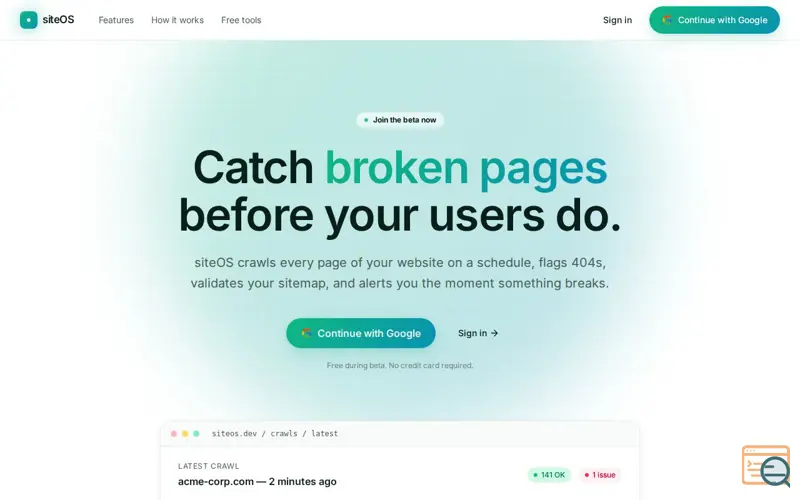 Screenshot of siteOS
