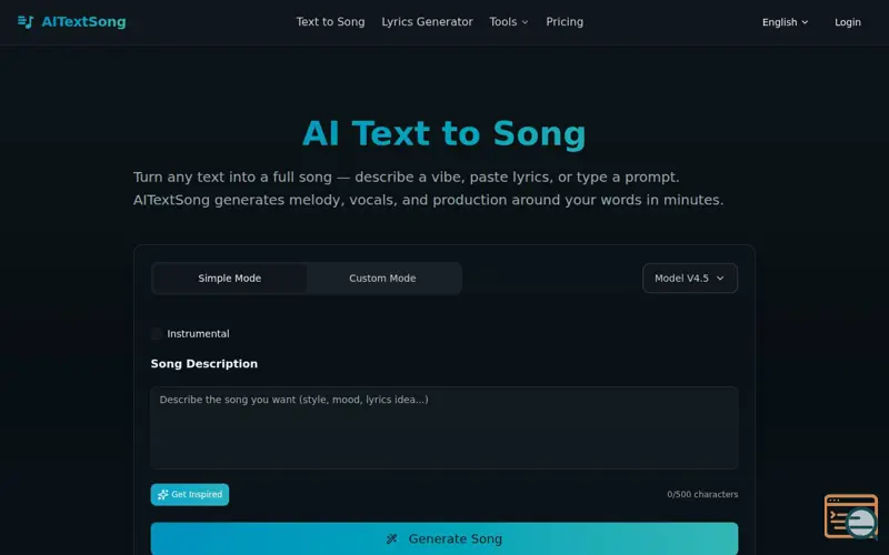 Screenshot of AITextSong