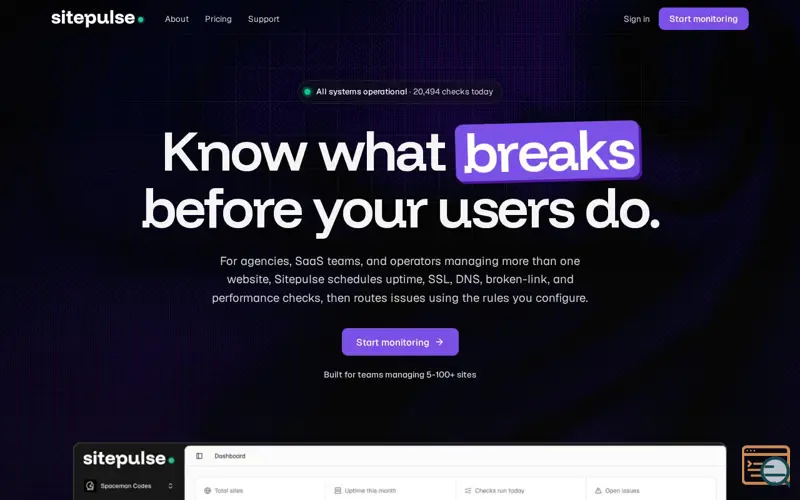 Screenshot of Sitepulse