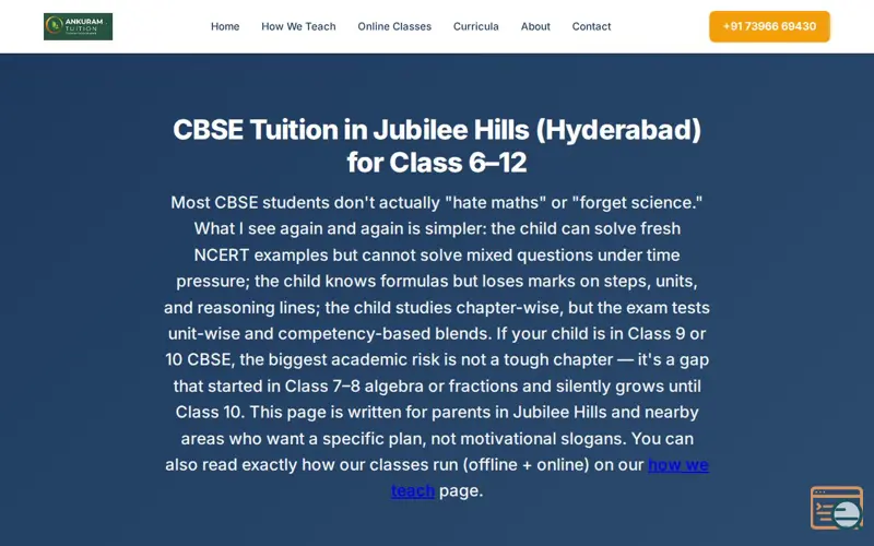 Screenshot of CBSE Maths Tuition