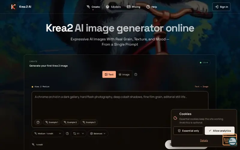 Screenshot of Krea 2