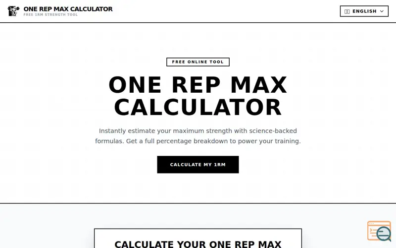 Screenshot of One Rep Max Calculator