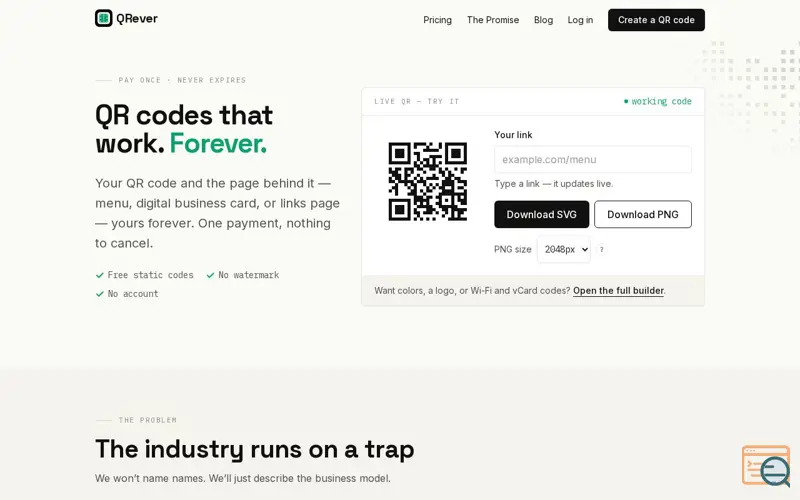 Screenshot of QRever: QR Codes That Never Expire