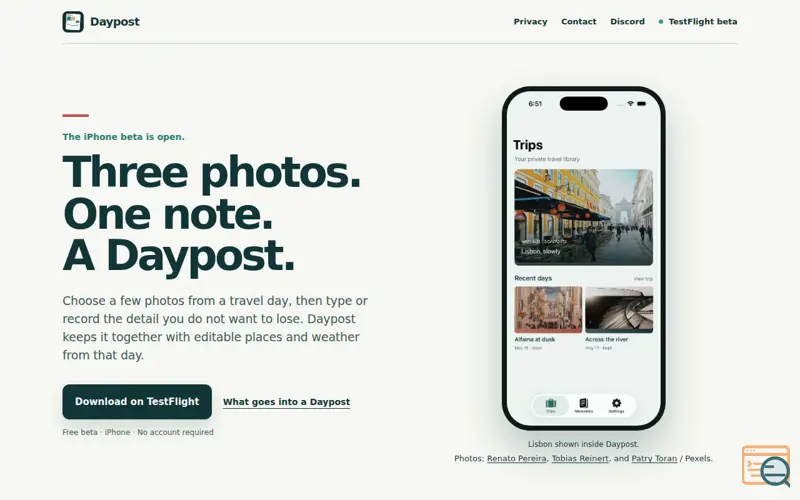 Screenshot of Daypost