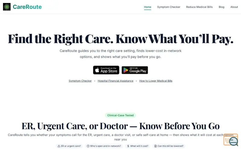 Screenshot of CareRoute